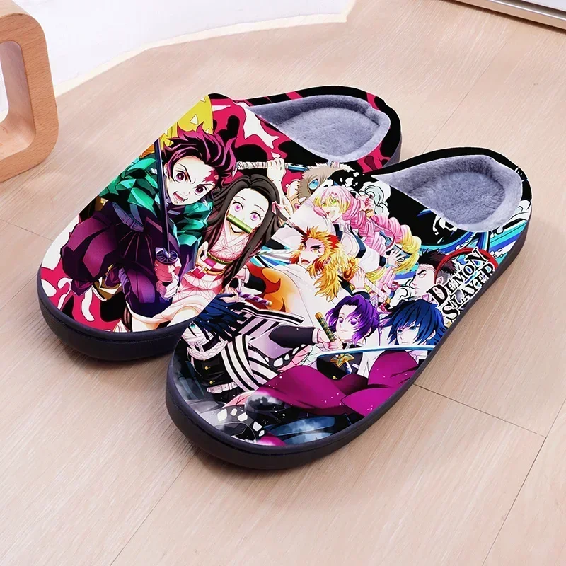 Demon Slayer Kojiro Yazuko Cartoon Warm Plush Slippers Indoor Non-slip House Slides Men and Women Toe Wrap Home Cotton Shoes