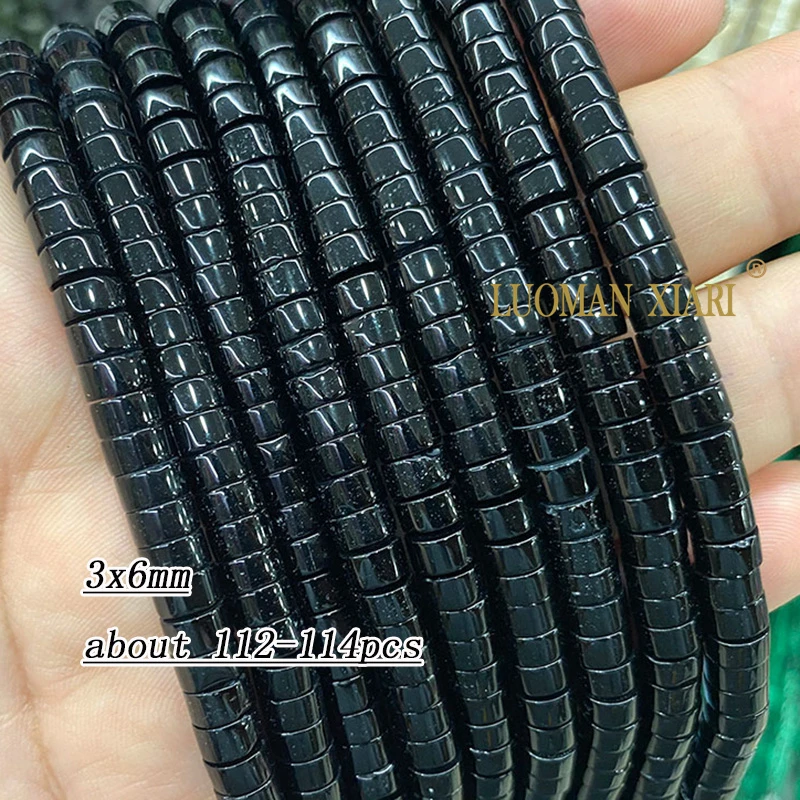 Spacer Beads Black Stone Onyx Loose Cylinder Shape 9x4mm 13x4mm 4x4mm For Jewelry Making DIY Charms Bracelets Accessories 15\'\'