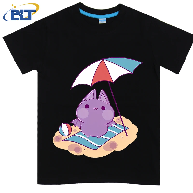 Strand Fledermaus gedruckt Kinder T-Shirt Sommer reine Baumwolle kurz ärmel ige lässige Top für Jungen und Mädchen geeignet