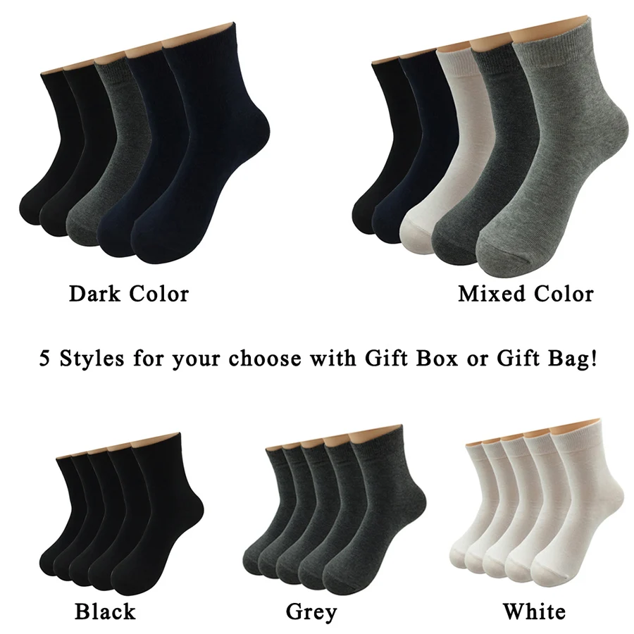Calcetines de algodón transpirables para hombre, medias informales de Color sólido y negro, ideal para boda, regalo, gran oferta, lote de 5 pares, 2023