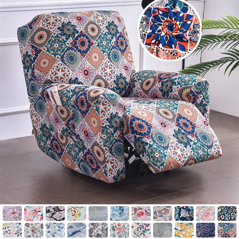 Spandex Floral Prints Recliner Sofa Cover Living Room Split Massage Armchair Slipcovers Lazy Boy Relax Accent Couch Protector