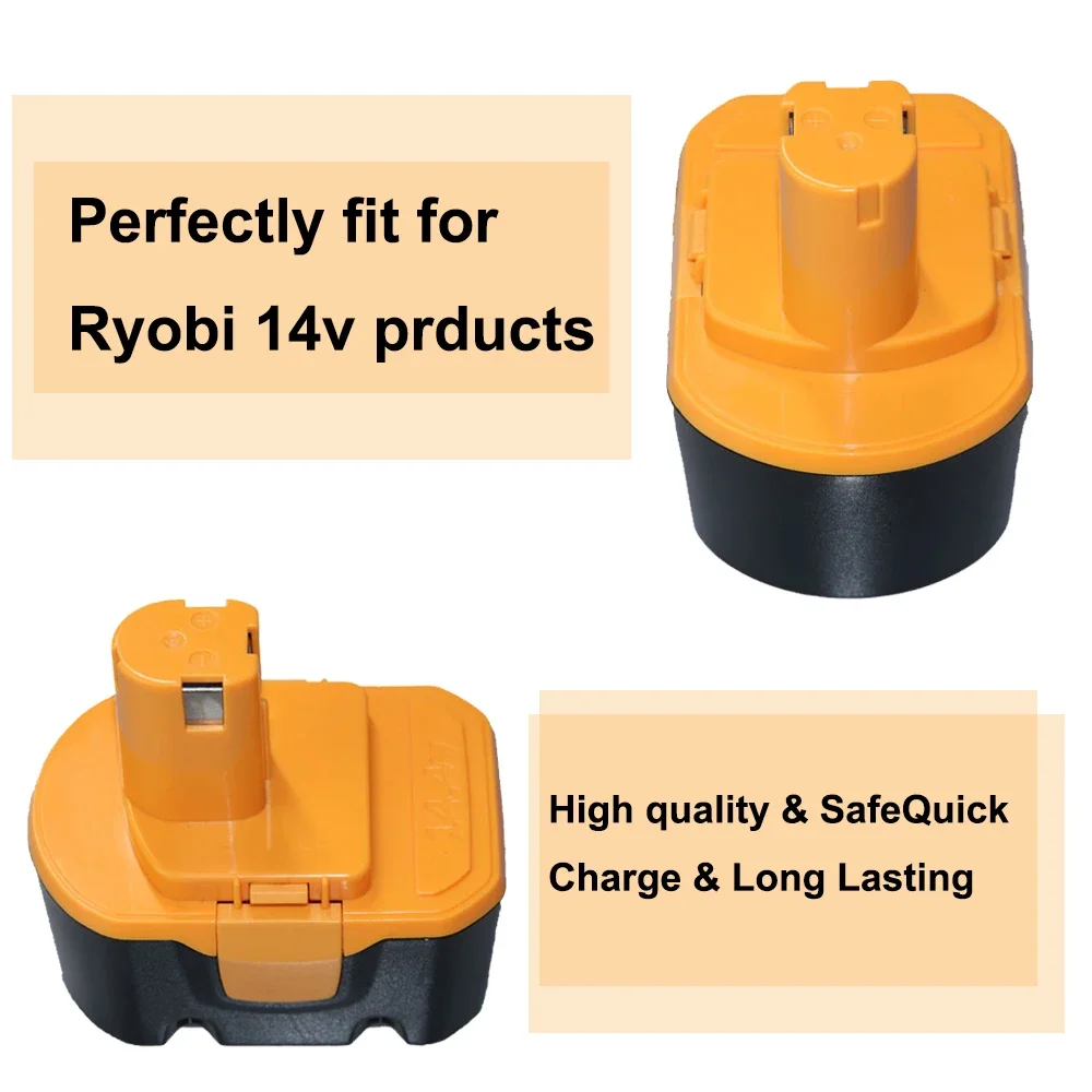 Batería de seguridad Compatible con Ryobi, 14,4 V, 6800mAh, R10521, RY6201, RY6202, 130224010, 130224011, 130281002, 1400144, 1314702