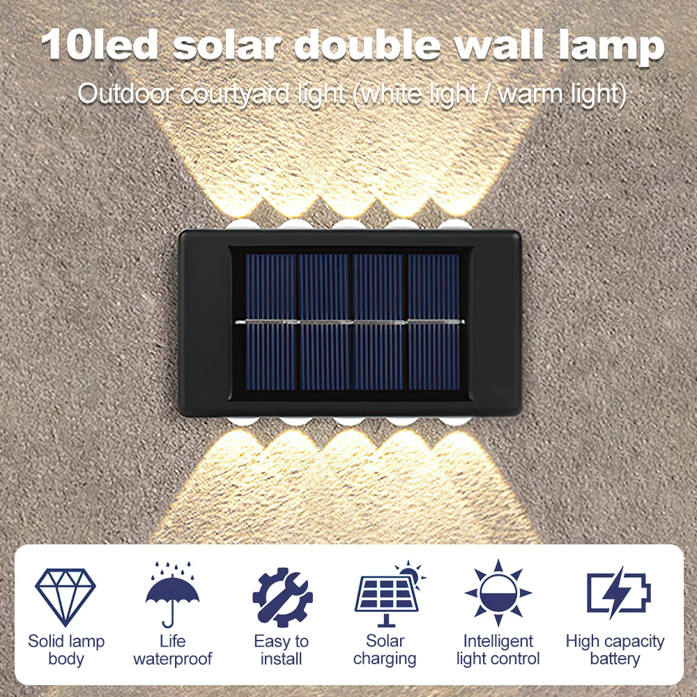 2/4pcs Outdoor Solar Light 10LEDs Waterproof Solar Power Wall Lights Garden Decor Solar Lamps for Balcony Courtyard Fence Street