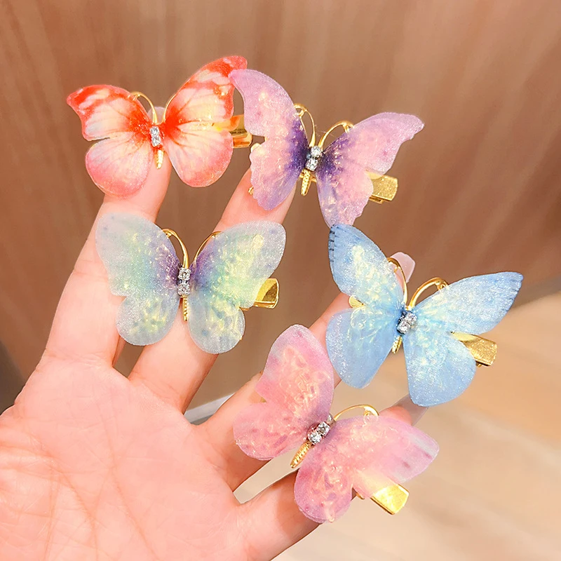 6PCS Colorful Butterfly Hairpins For Women Girl Sweet Barrette Side Bangs Clip Hair Ornament Headwear Fashion Hair Accessories