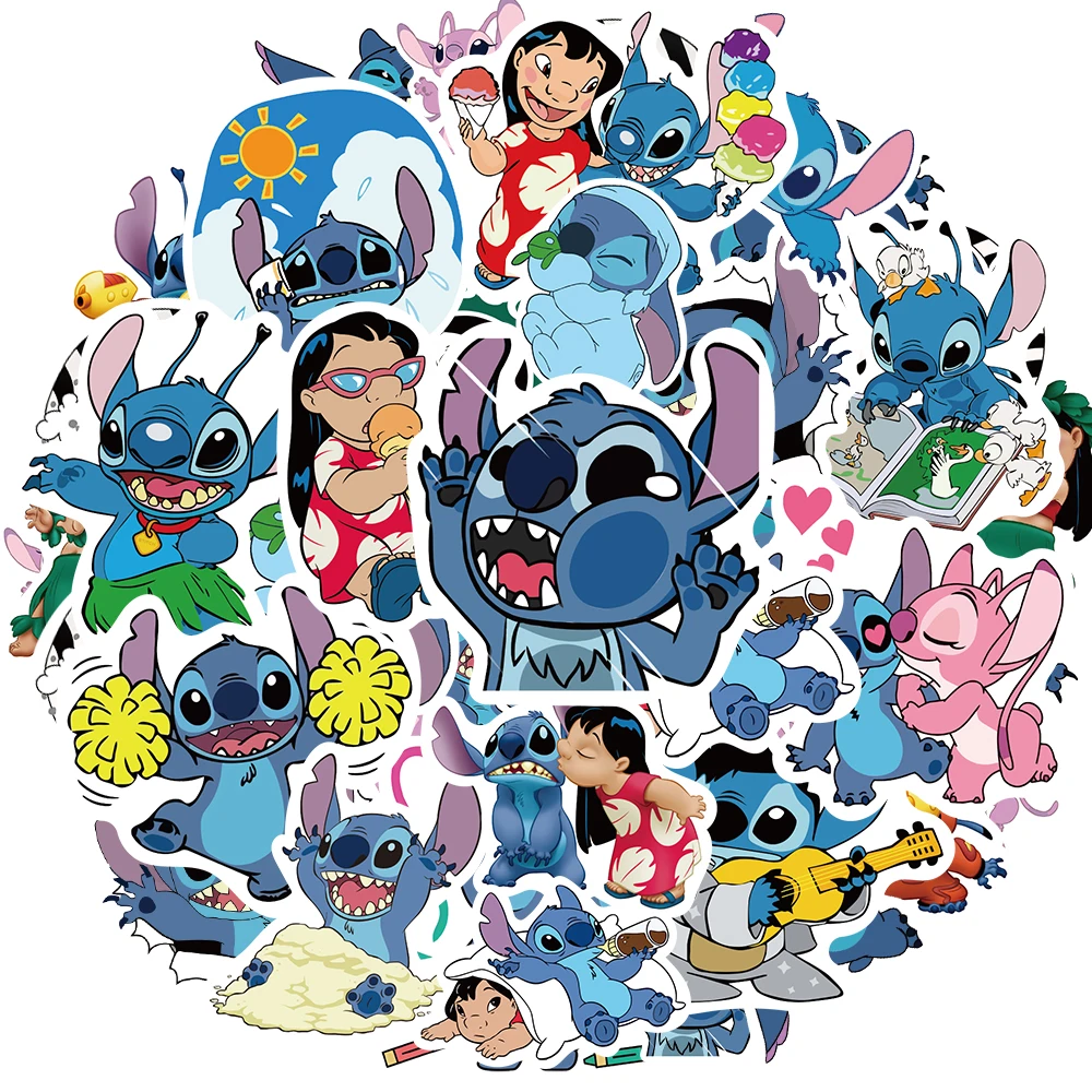 

10/30/50/100pcs Cute Disney Cartoon Lilo Stitch Stickers for Kids DIY Laptop Car Skateboard Waterproof Kawaii Anime Decals Toys