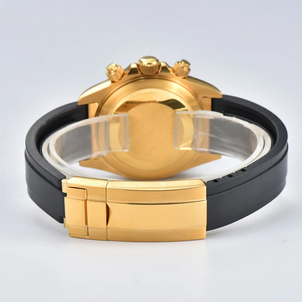 Męski zegarek kwarcowy biznesowy 39mm chronograf szkło szafirowe mechanizm VK63 tarcza GEMS stal nierdzewna świecące wskazówki