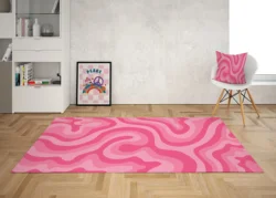 Pastel Pink Retro rug 70s Rug Groovy rug Wavy Trippy Rug Area Rug Retro bedroom aesthetic living room modern art deco rug