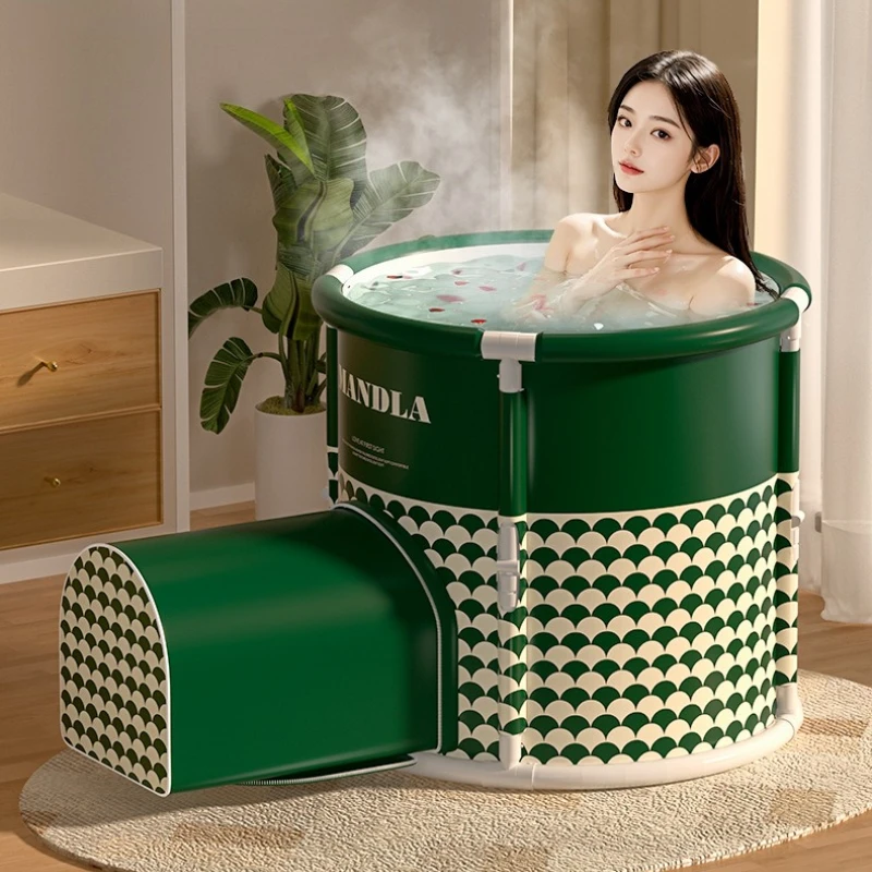 Portable Foldable Bathtub Adult Collapsible Full Body Soaking Tub Home Spa Heat Retention Extendable Legs Foldable Bath Tub
