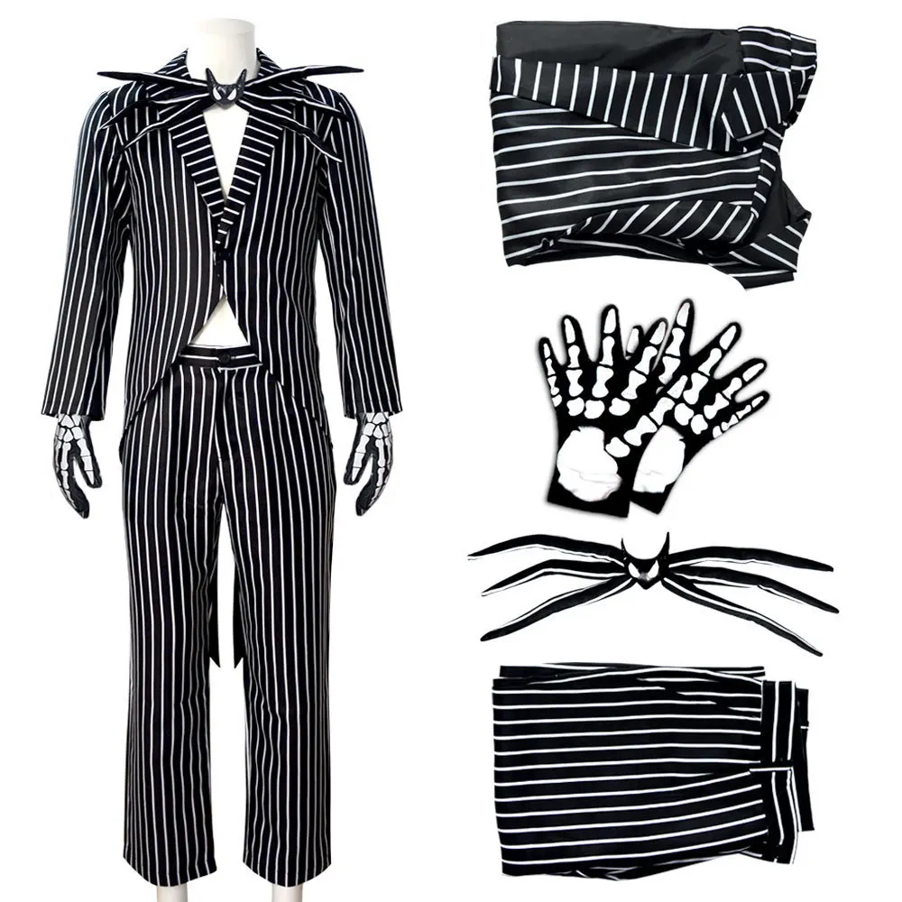 

Jack Sally Pumpkin King Movie Cosplay Costume Skellington Disguise for Woman Man Halloween Christmas Cosplay Jack Clothing