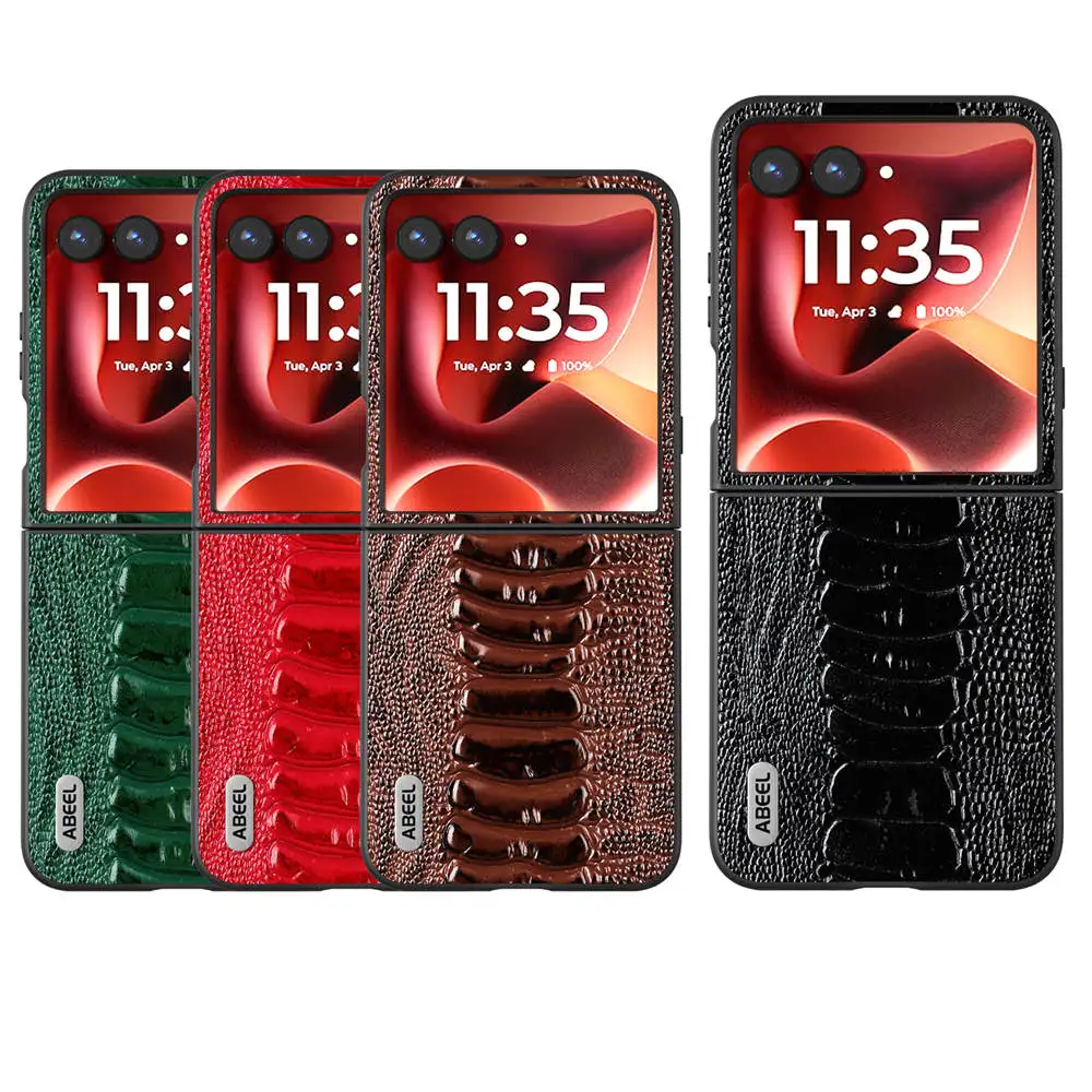 

Premium Cowhide Leather Ostrich Foot Pattern Case for Moto Razr 60 Ultra Matte Armor Cover