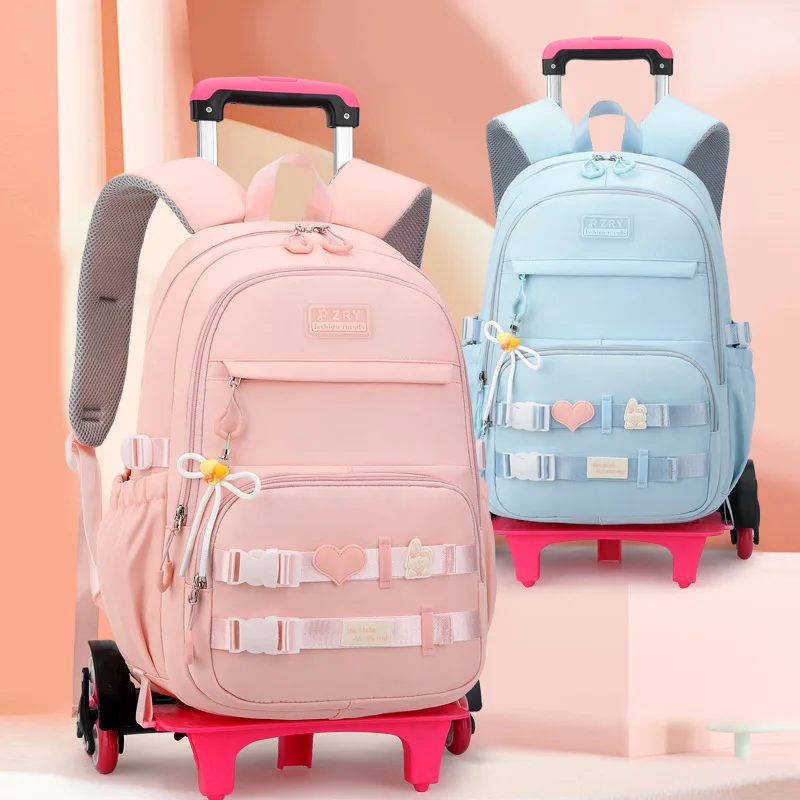 Sac à Dos d'École à Roulettes Étanche pour Enfant, Cartable à Roulettes pour Fille