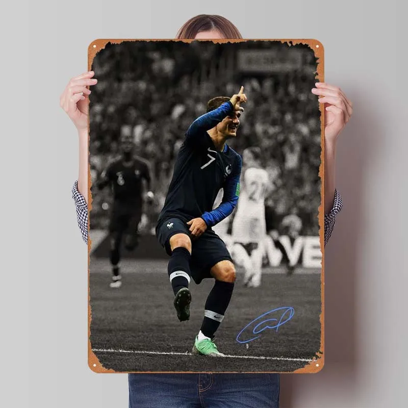 Antoine Griezmann Poster Soccer Sports Tinplate Sign Room Decoration Home Decor Items Custom Metal Signs for Wall Art Decoration