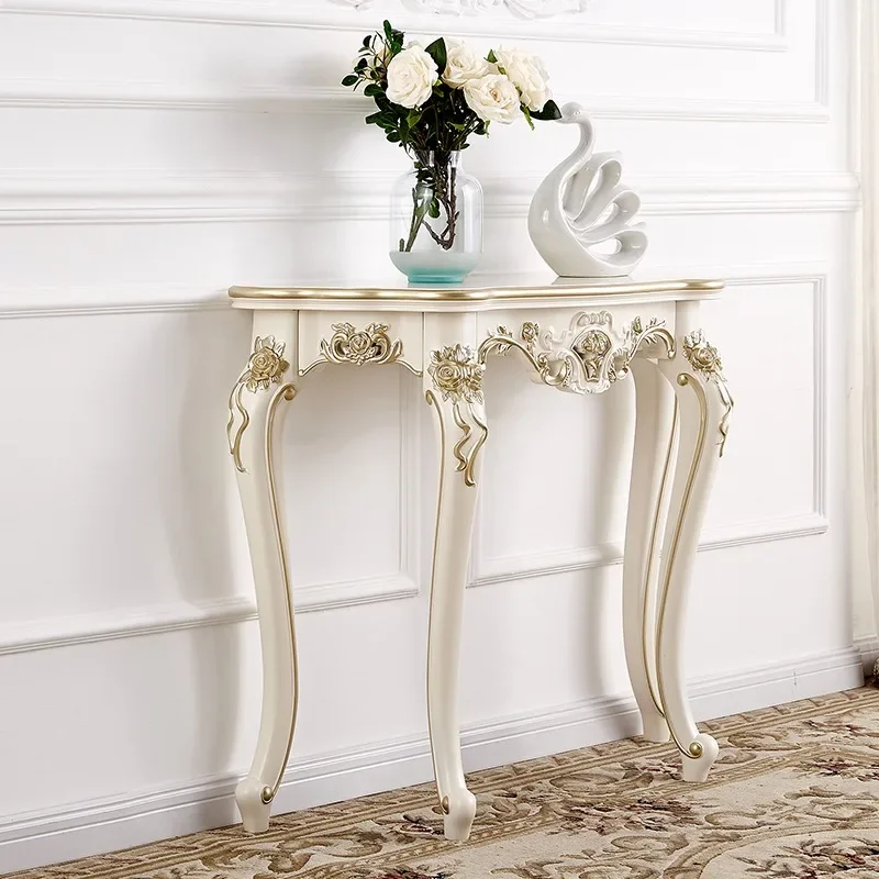 European-style entrance table, foyer, luxury wall side cabinet against the wall, semi-round end view table, partition decoration