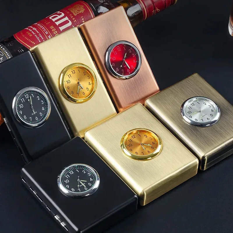 

Винтажный портсигар, механические часы, металлическая коробка для сигарет, 9, портативное хранилище для сигарет, мужские подарки, аксессуары для курения табака