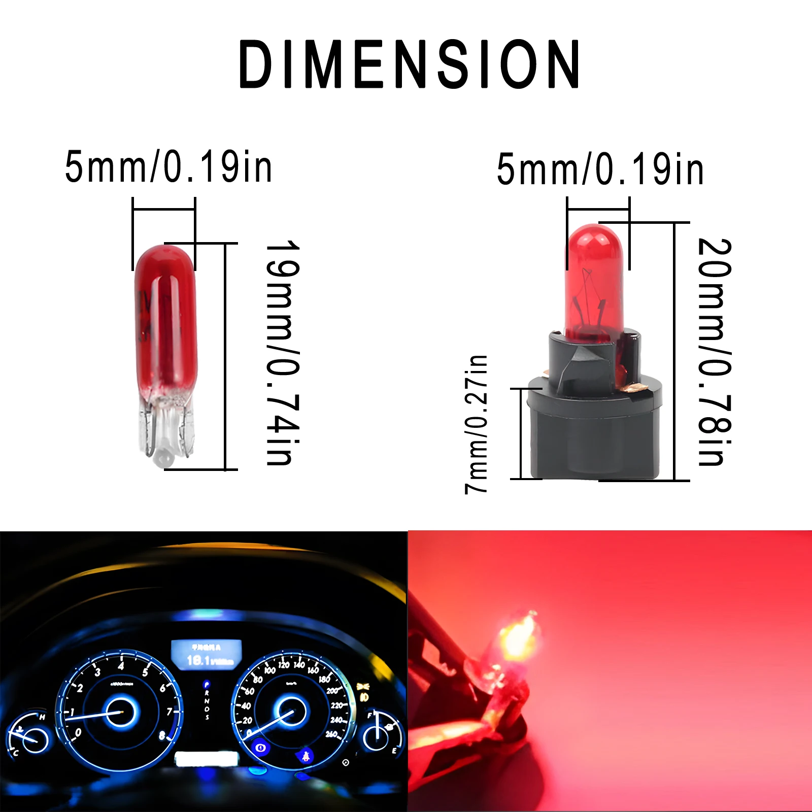 5Pcs T5 SMD LED Car Light Automobiles Light-Emitting Diode Instrument Gauge Dashboard Bulbs Auto Interior Indicator Lamp
