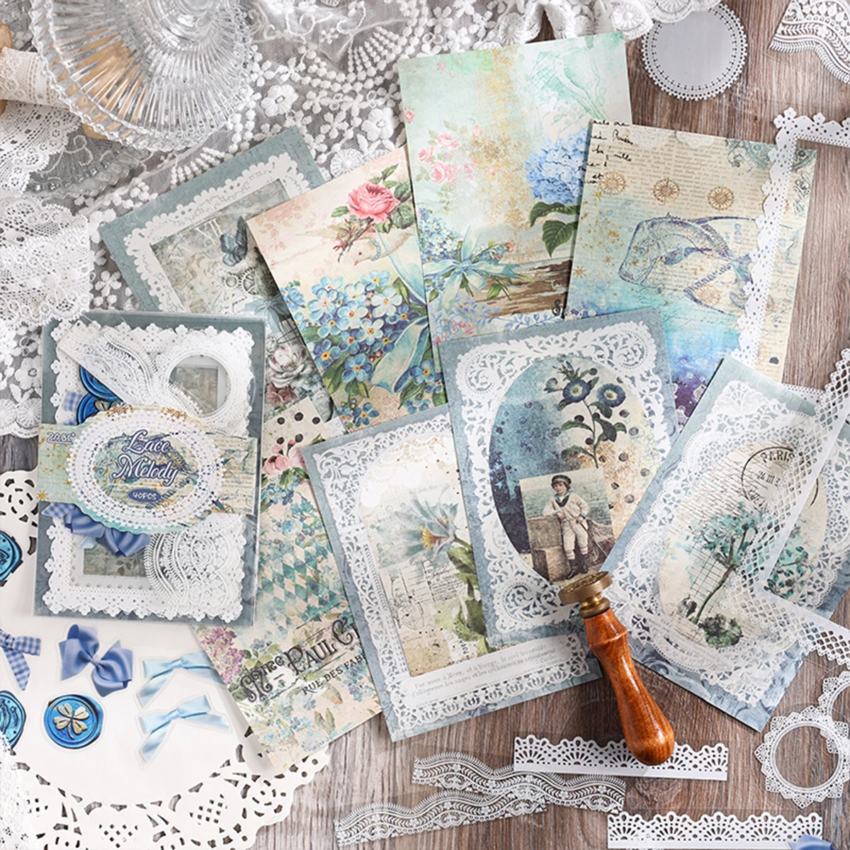 40pcs Beautifully Plant And Flower Decorative Paper, With Waterproof Stickers For Diy Journals And Gift Wrapping Decorations