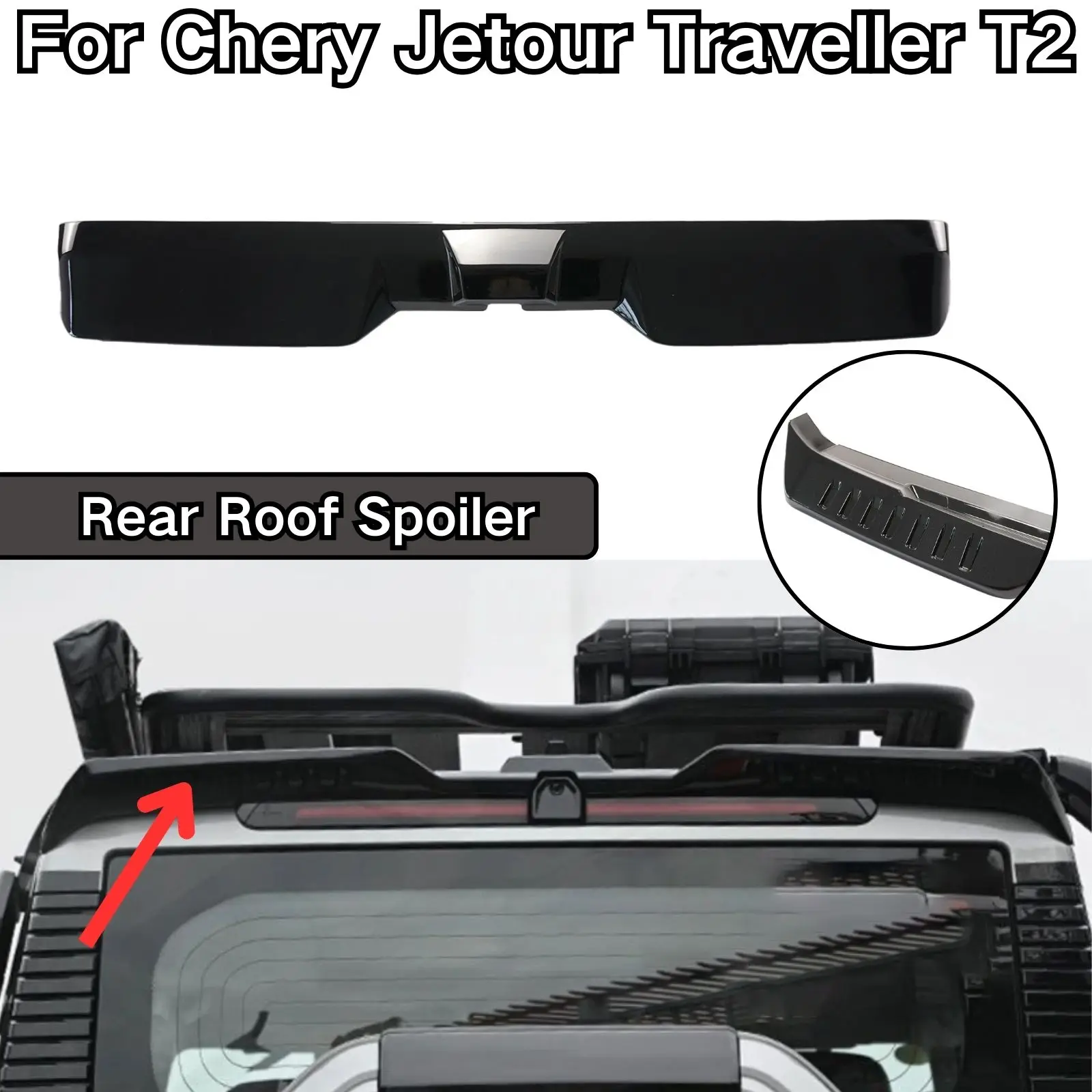 

Car Tail Wing For Chery Jetour Traveller T2 2023-2024 Rear Trunk Lid Spoiler Glossy Black Carbon Fiber Look Car Accessories