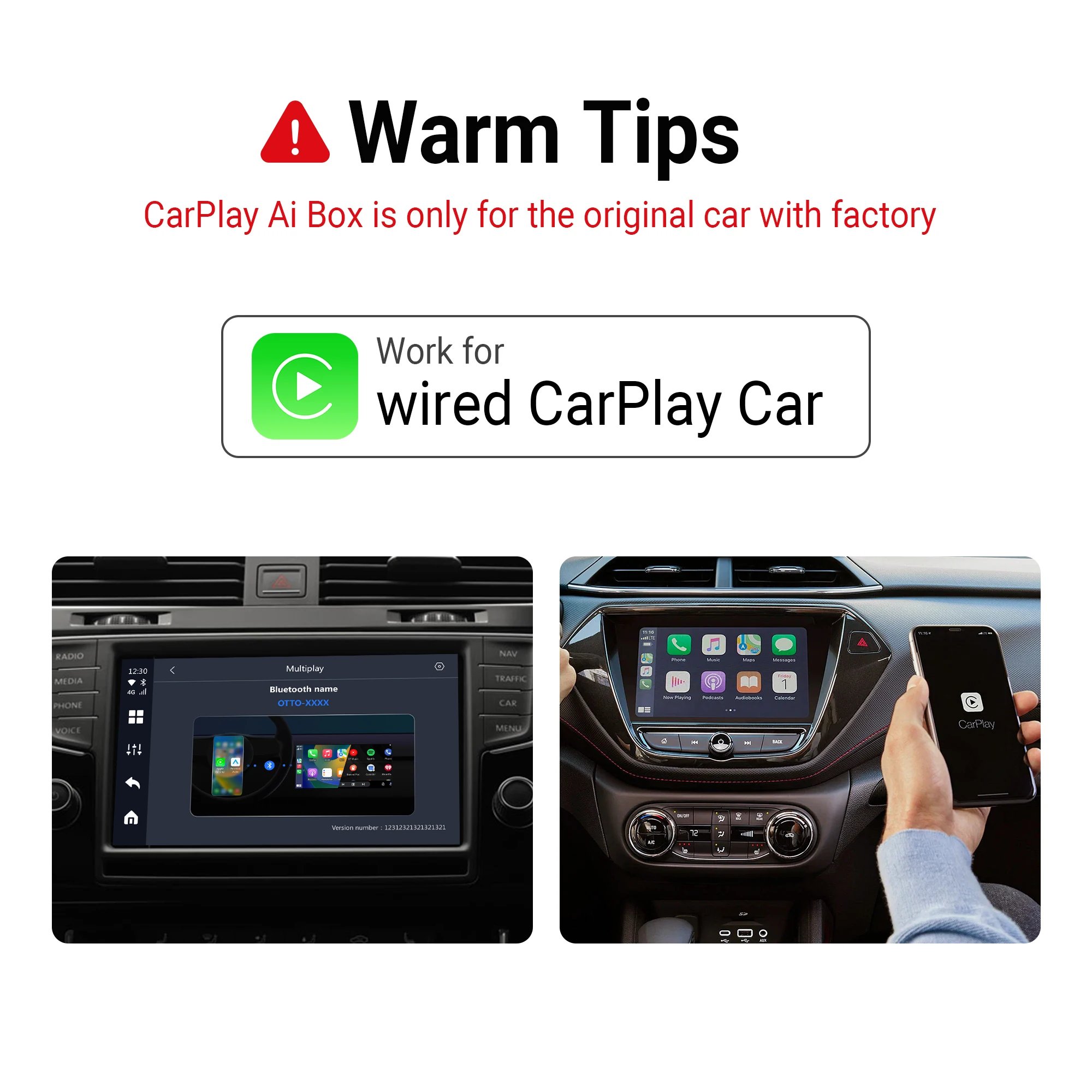 OTTOCAST Play2Video Ultra Wireless CarPlay Android Auto Adapter für Youtube für Netflix Video Box Autozubehör – Detail 2