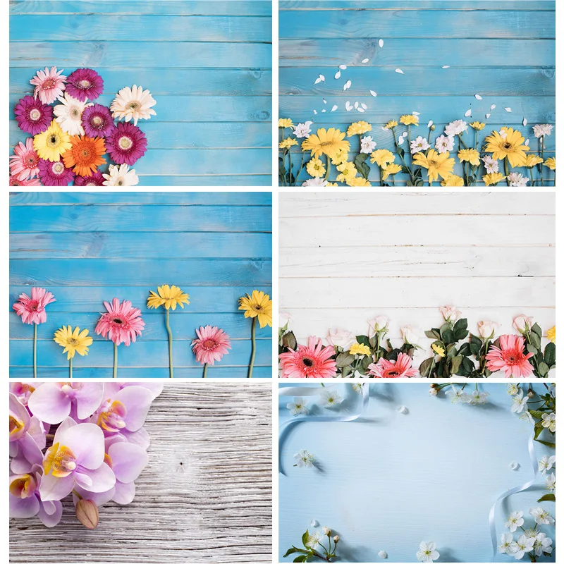 

ZHISUXI Vinyl Custom Photography Backdrops Flower and wood Planks Theme Photography Background DST-1012