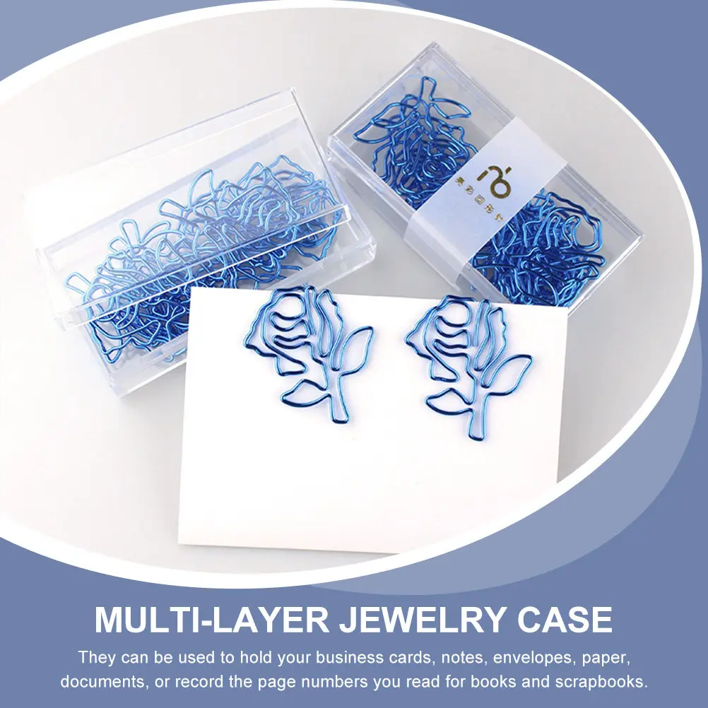 10Pcs Blue Rose Paperclips Creative Rose Design Delicate Metal Clips for Planner Notebook Scrapbook Office School Study