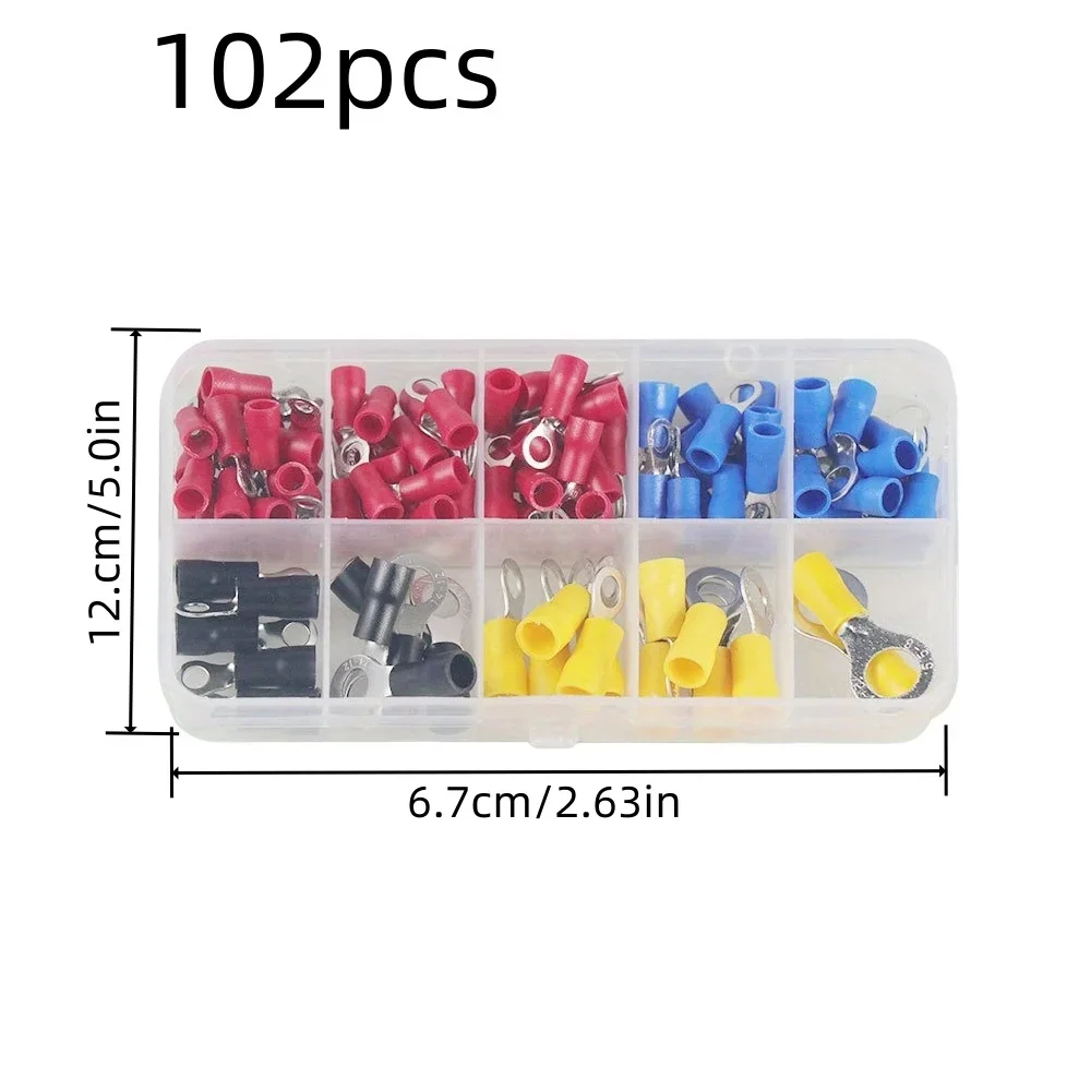 102/1200pcs New Insulated Cable Connector Electrical Wire Crimp Spade Butt Ring Fork Set Ring Lugs Rolled Terminals Assorted Kit