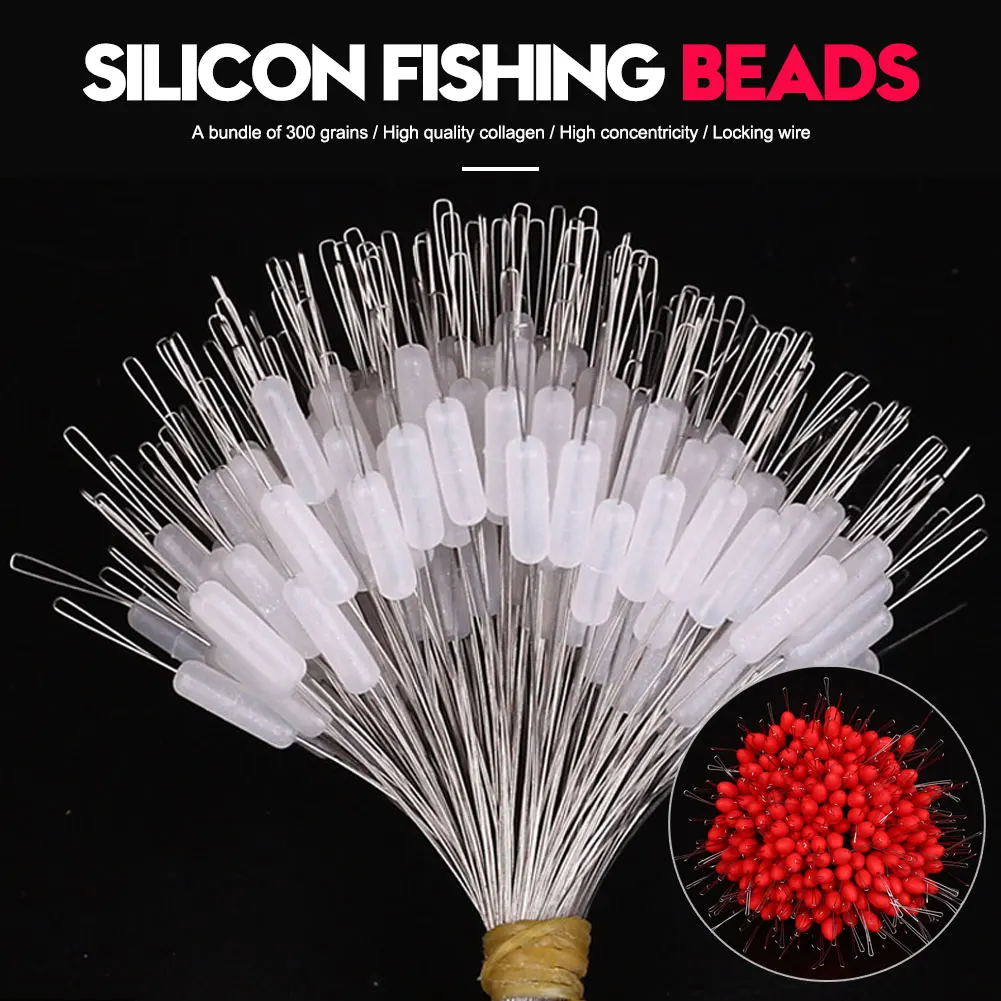 300pcs/Pack Silicon Fishing Line Space Bean Stoppers Cylinder Oval Float Sinker Stops Fishing Gear