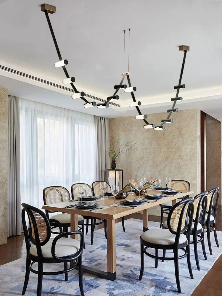 Minimalist Black Elegant Atmosphere Chandeliers Understated Luxury Home Decor Design Lustre Textured Main Lamps For Living Room