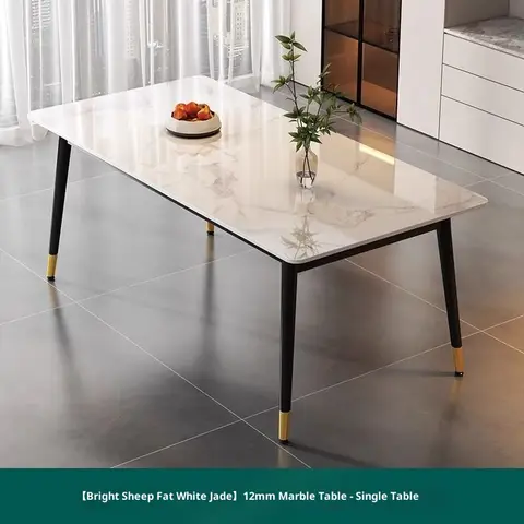 Sintered Stone Dining Table Modern Minimalist Thick Matte Top Light Luxury Glossy Edge Small Space Home Furniture Dinning Table