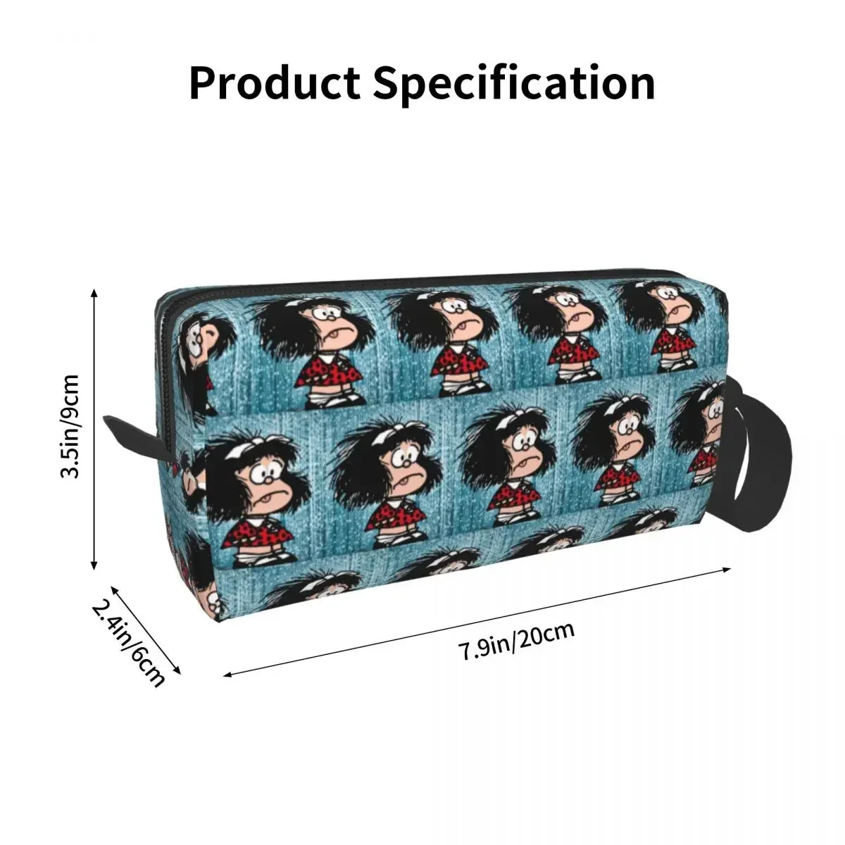 Mafalda Cartoon Cosmetic Bag for Women Makeup Bags Travel Water Resistant Toiletry Bag Organizer Storage Bag