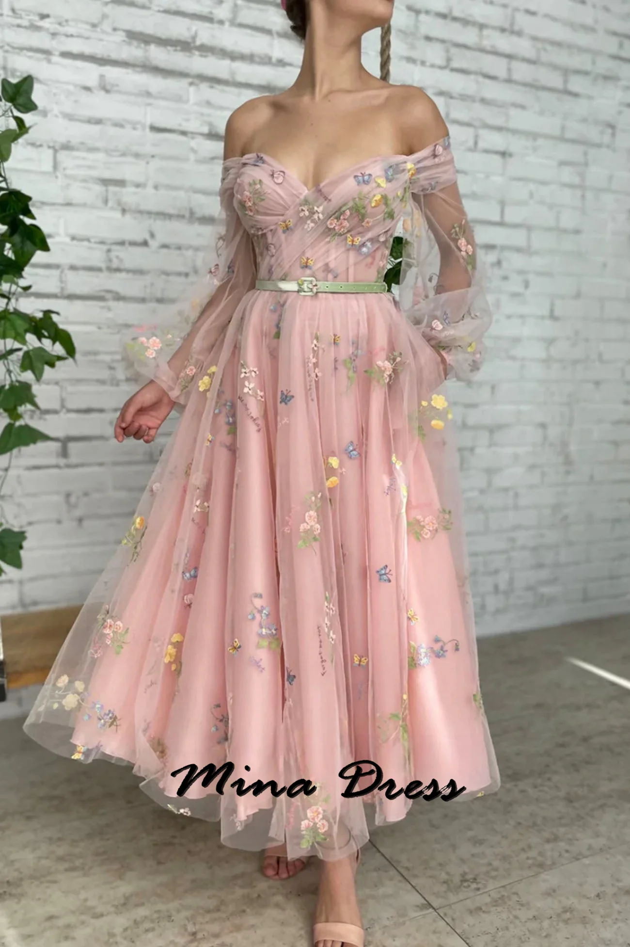 

Mina Customized Backless Evening Dresses Woman Elegant Formal Dresses for Women Evening Dress Flowers Robe De Soiree Femmes Prom