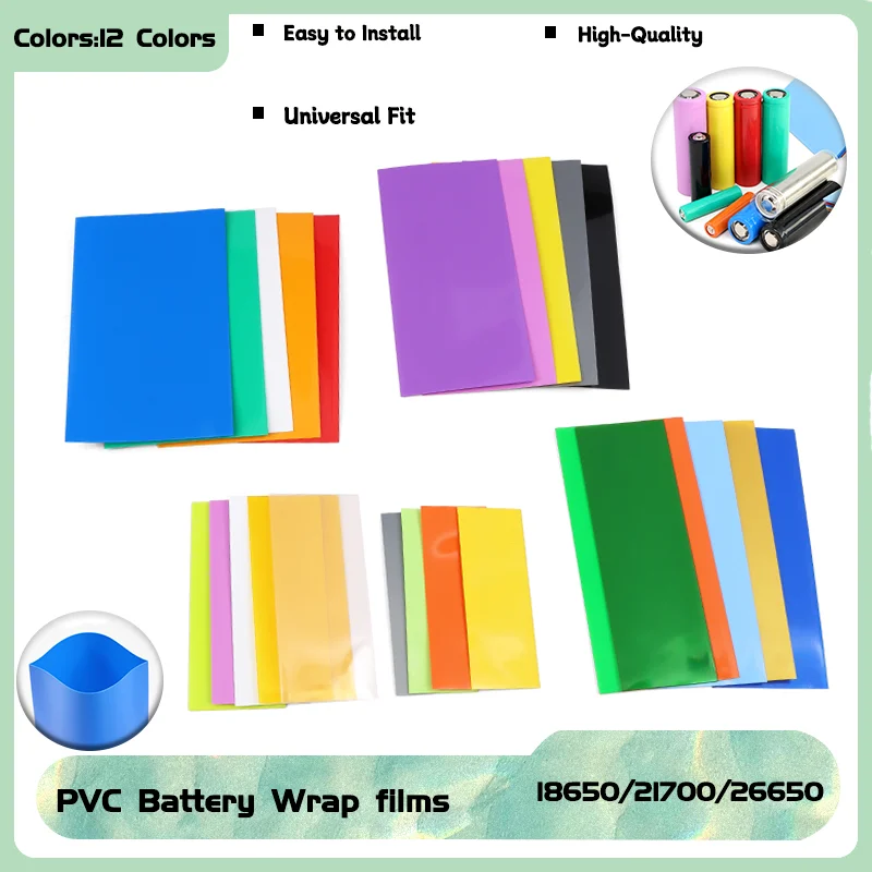 

Heat Shrink Tube Precut Shrinkable Sleeve Tubing Protect Pipe Cover for Batteries PVC Battery Film 18650/21700/26650 50~2000Pcs