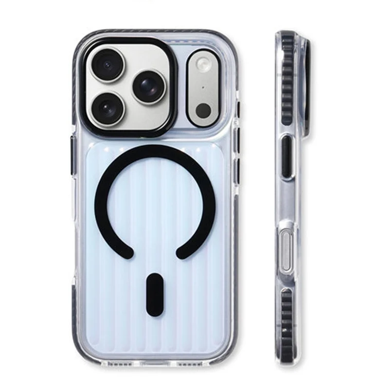 Transparent Corrugated Magnetic Phone Case For iPhone 18Pro 17Pro 17 Pro Max For Magsafe Wireless Charge Shockproof Phone Cover