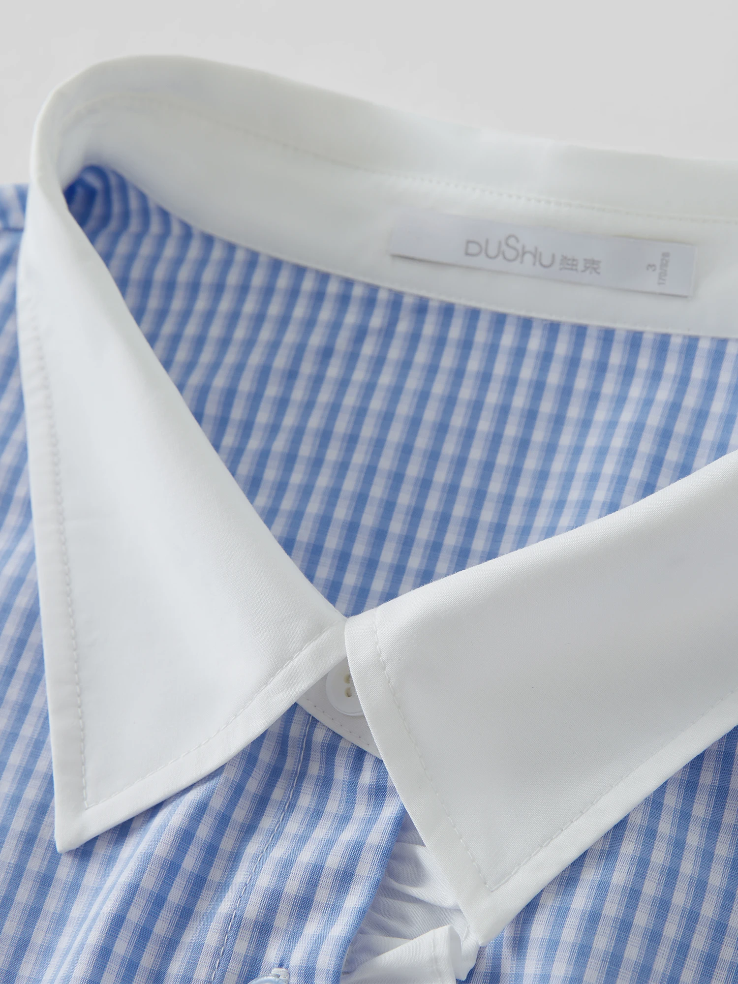 DUSHU grande taille Style rétro bleu Plaid chemise à manches courtes 2025 été nouveaux hauts Lyocell dentelle couture Chic chemise 25DS82388