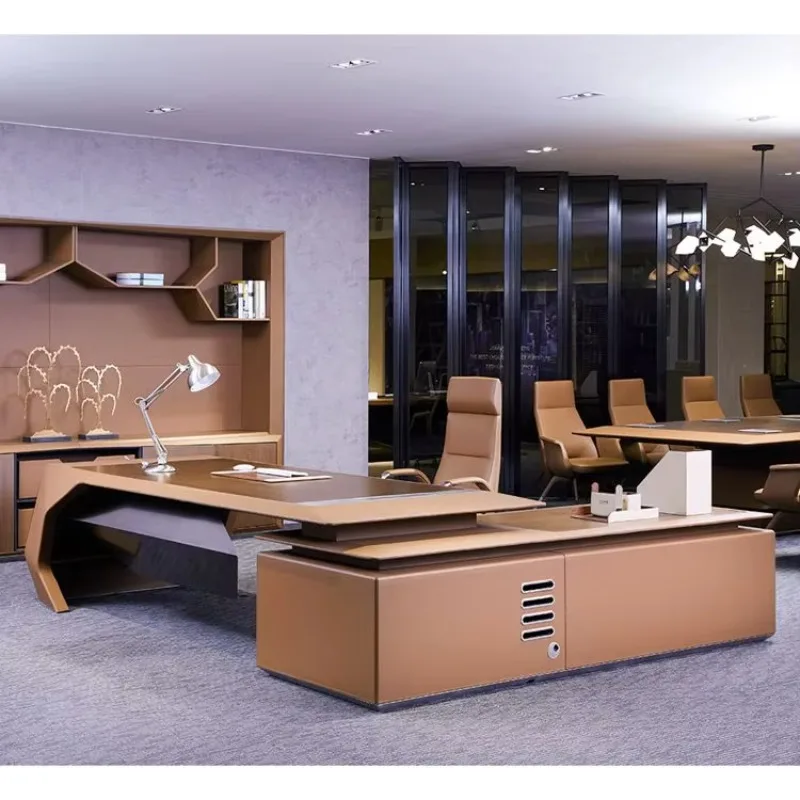 Popular Customized Luxury Office Executive Bureau L Shape Desk Boss Table Escritorio for Office