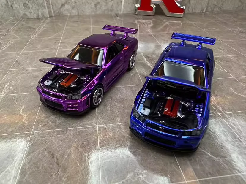 Nissan RLC GTR R34 Skyline High Simulation Diecast Metal Alloy Modèle de voiture, Collection de jouets pour enfants, Cadeaux, 1:64