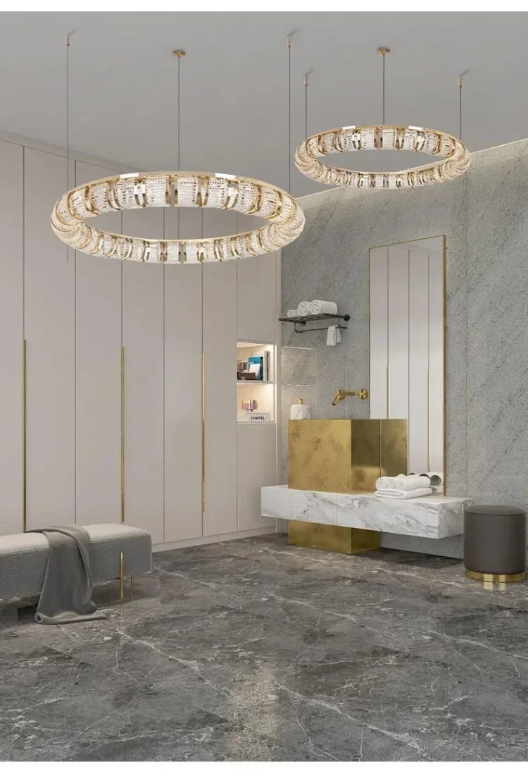 Postmodern light luxury circular crystal chandelier bedroom creative dining room villa living room chandelier GN123TB