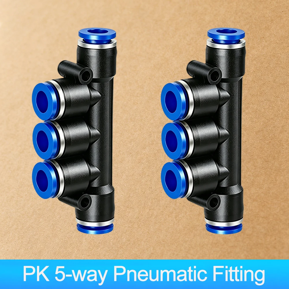 PK 5-way Push to Connect Fittings Air Hose Quick Connectors Tube Pipe Pneumatic Fittings Multiple type OD 4mm 6mm 8mm 10mm 12mm