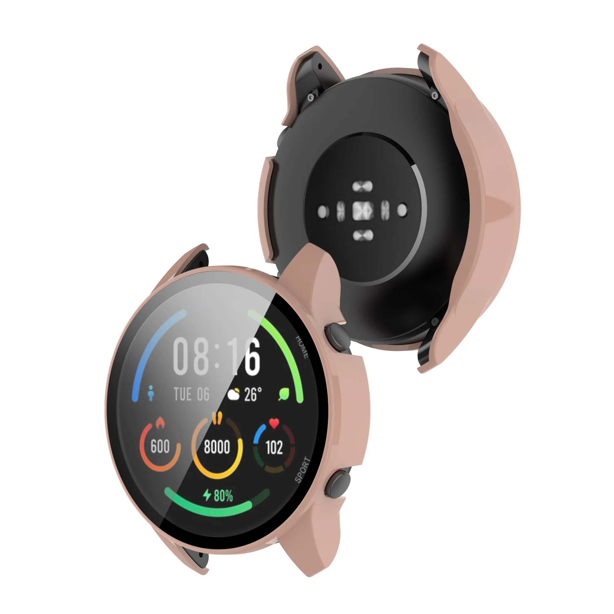 샤오미 미 워치용 강화 유리 필름 보호 케이스, 컬러 스포츠 글로벌 버전, 전체 화면 보호기 커버, 하드 쉘