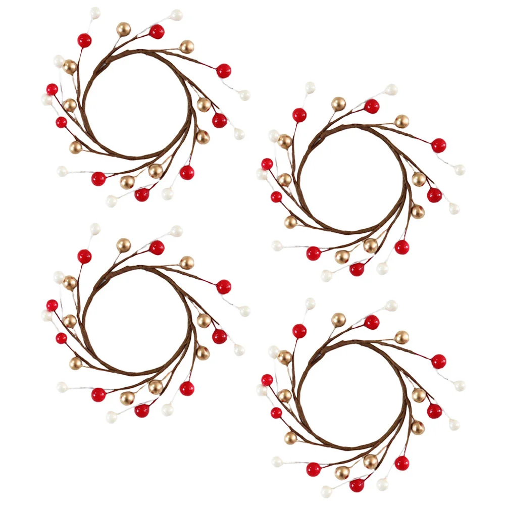 Mini corona de bayas navideñas, adornos decorativos de alambre de espuma, accesorio festivo, guirnalda de bayas artificiales, decorativa navideña