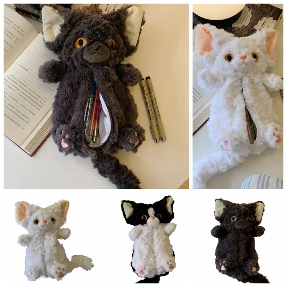 

Kawaii длинный хвост кошка кукла пенал сумка имитация мягкой кошки кукла канцелярские принадлежности сумка мультфильм большая емкость кошачья ручка сумка офис