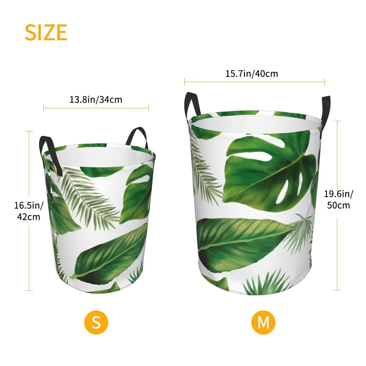 Waterproof Storage Bag Green Leaves Household Dirty Laundry Basket Folding Storage Bucket Clothes Toys Organizer