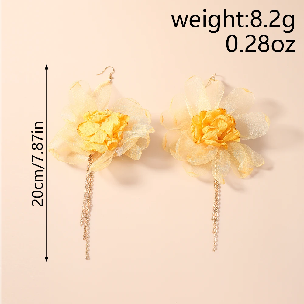 Aihua Mode Große Spitze Blume Ohrringe für Frauen Handgemachte Gyspy Quaste Blumen Ohrringe Mädchen Urlaub Urlaub Schmuck Geschenke – Detail 7
