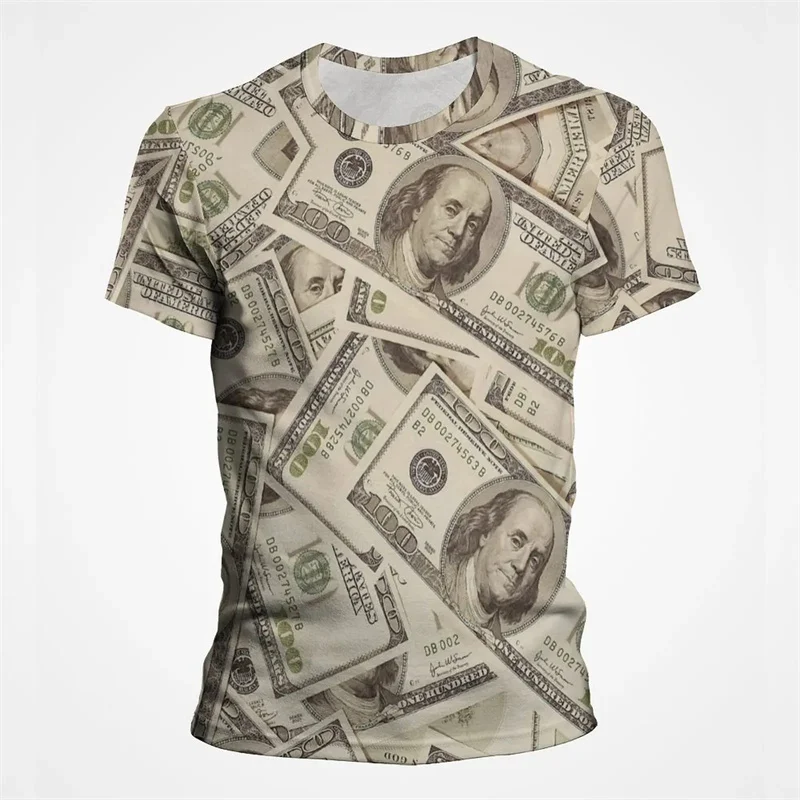 USD Dollar Bills Pattern T-Shirt For Men Money 3D Printed Tee Shirts Casual Short Sleeve Streetwear Loose Hip Hop Tees Tops