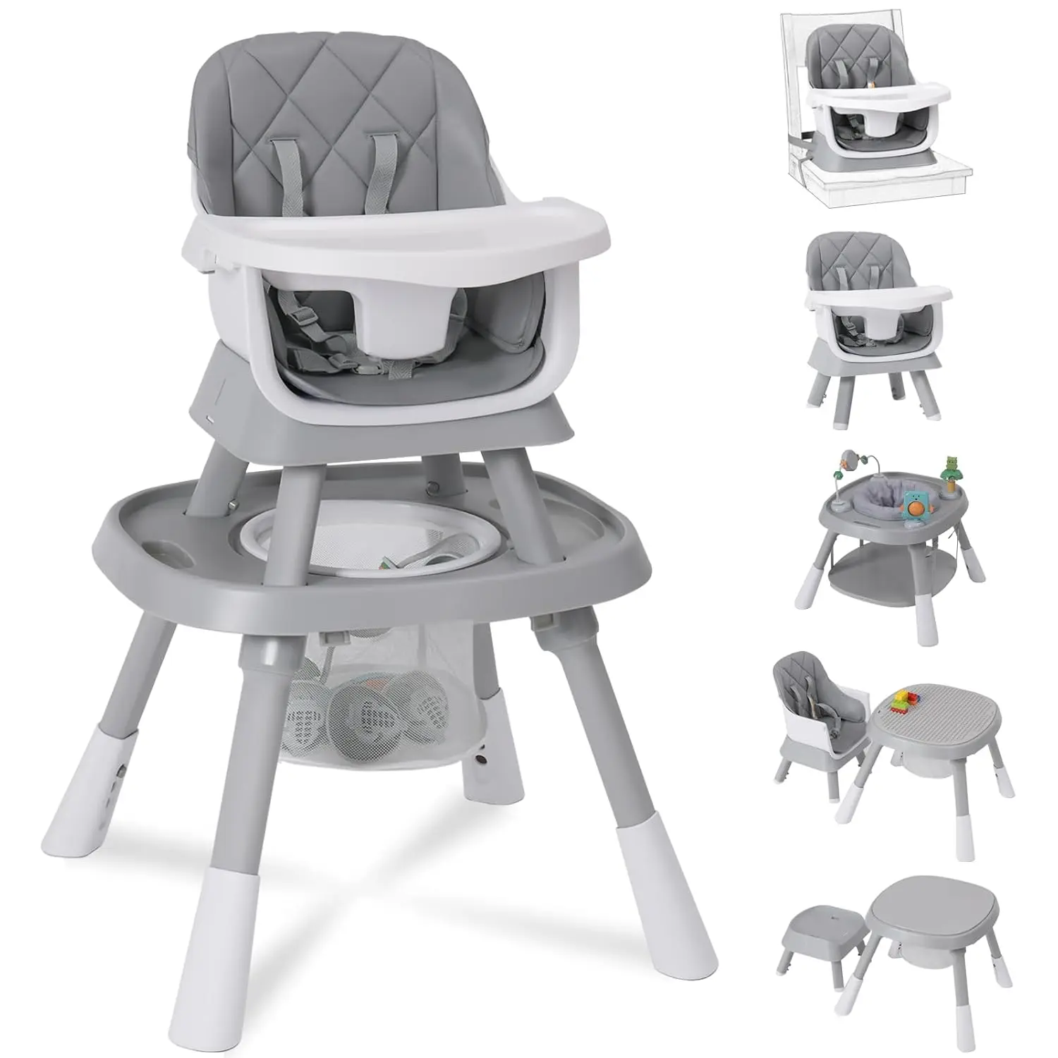 

Convertible High Chair For Babies Toddlers Includes Activity Center Booster Seat Building Block Chair Safety Harness Removable T