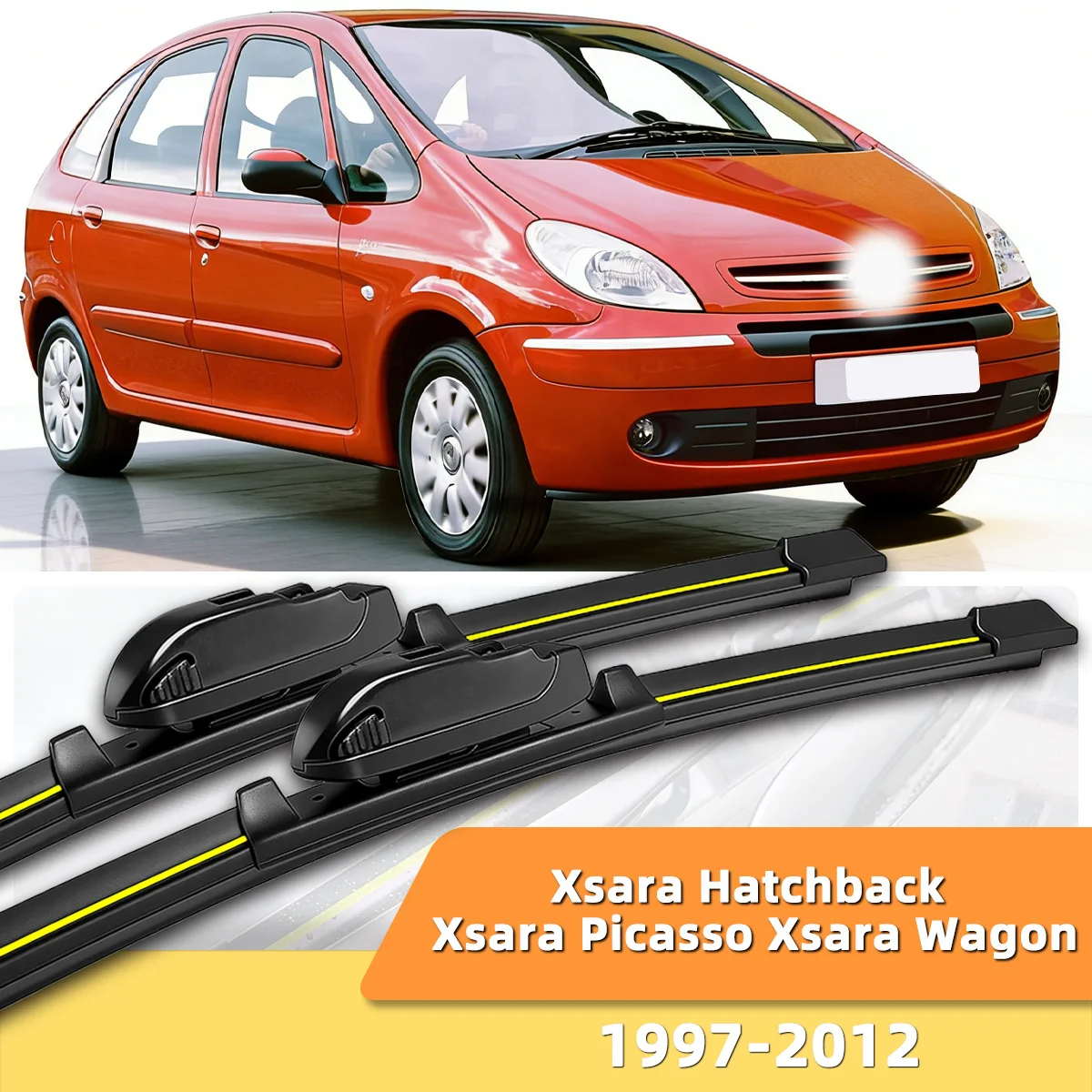 PINMOAP 2 Stück Auto-Scheibenwischerblätter, geeignet für Citroen Xsara Hatchback Picasso Wagon 1997–2012, geräuschloser Wischer-Ersatz