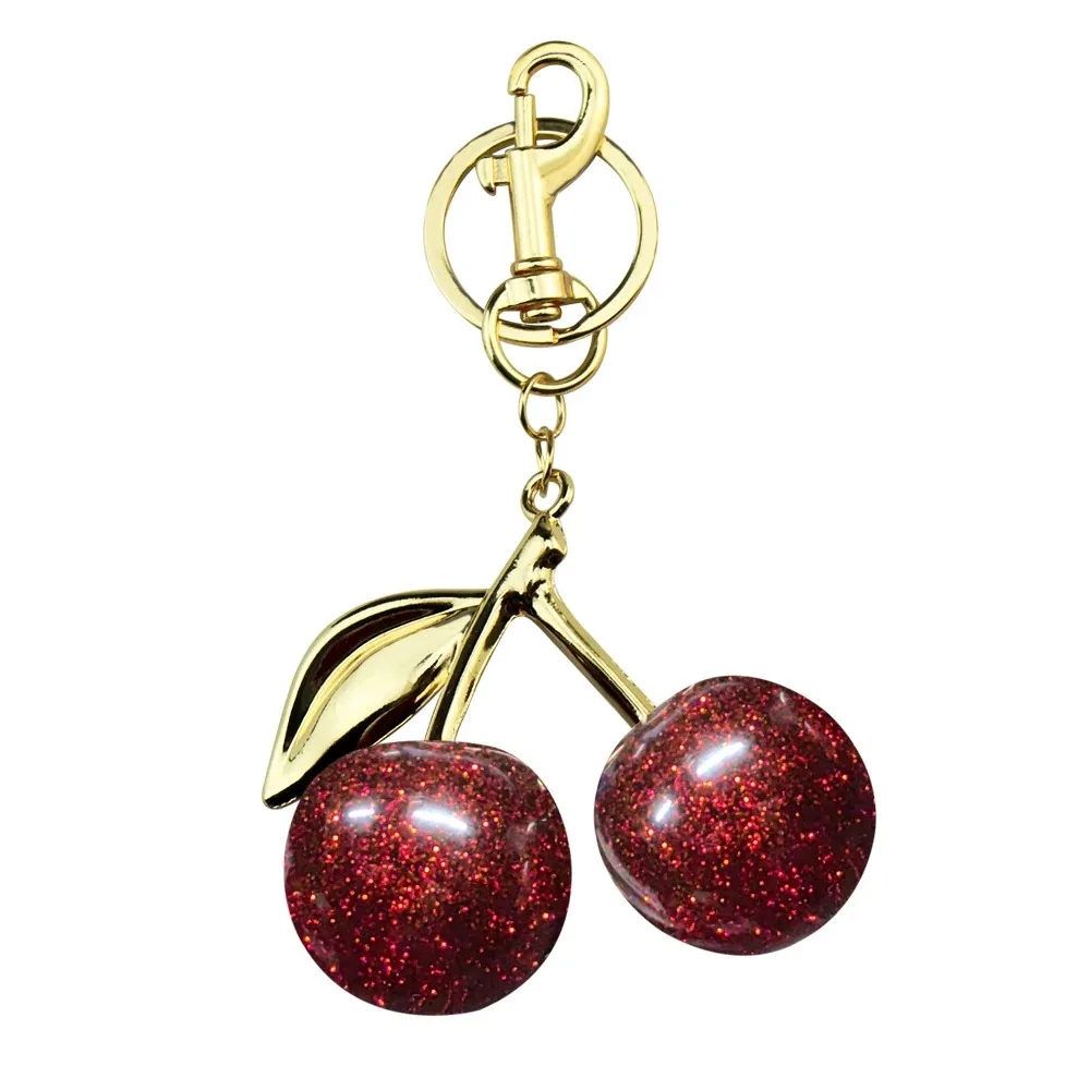 Exquisite Red Cherry Fruit Bag Charm Keychain for Elegant Women Backpack Purse Pendant Earring Jewelry Gift