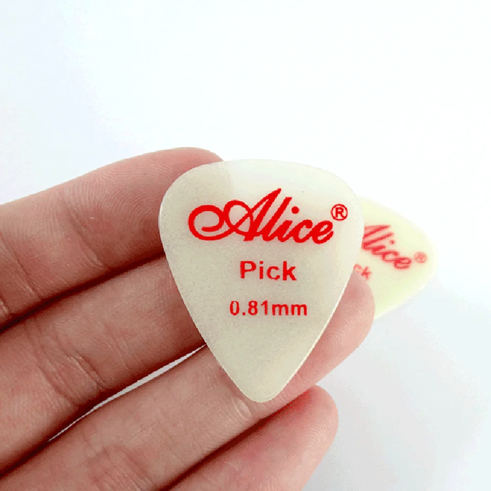 Alice Luminous Guitar Picks Fluorescent 0.58/0.71/0.81/0.96/1.2/1.5mm 25mm * 30mm 6 Pcs Acoustic Electric Guitars