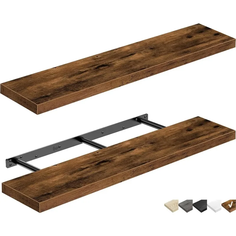 Bathroom Shelves 36 inches Long Floating Shelf for Wall 36 x 9 inch Set of 2, Rustic Brown (008-90BN)