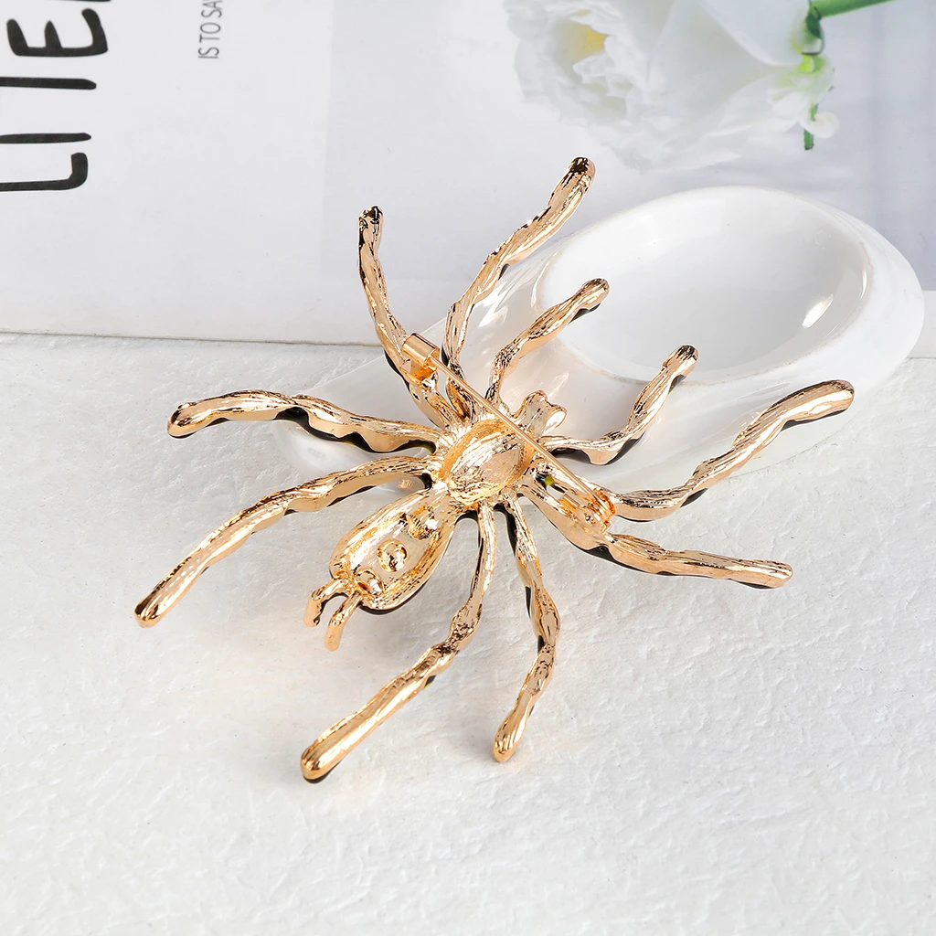 New Insect Brooch Luxury Rhinestones Spider Animal Jewellery Accessories Fashion Enamel Collar Pin Ladies Halloween Party Brooch