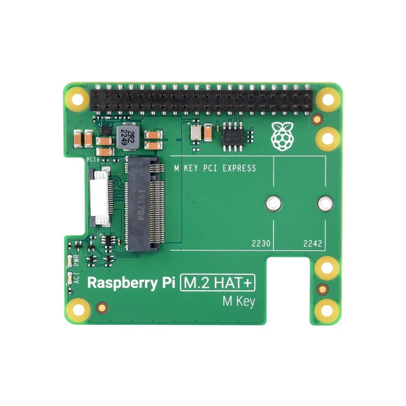 Official Raspberry Pi PCIe To M.2 HAT,HAT + Standard,  Designed for Raspberry Pi 5, Supports NVMe Protocol M.2 Solid State Drive